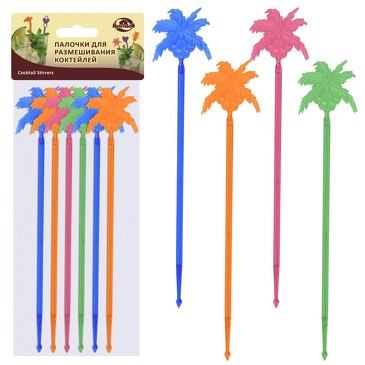 Палочки для размешивания коктейлей Тропикана (6шт, 23,5 см) Мультидом