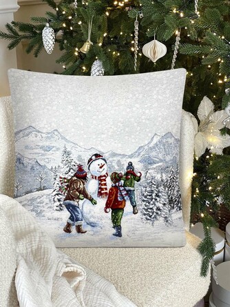 Наволочка декоративная 45х45 см Счастливое детство Снеговик Le Gobelin