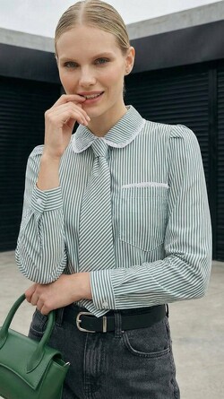 Рубашка с декором из кружева и галстуком Nastya Sergeeva by May Be