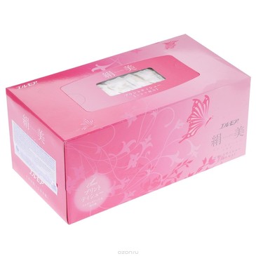 Салфетки бумажные двухслойные с шелком, розовая, 200 шт. Kami Shodji