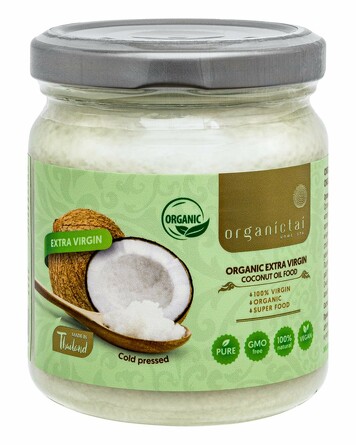 Масло кокосовое Пищевое органическое, первого холодного отжима нерафинированное, 200 мл Organic Tai