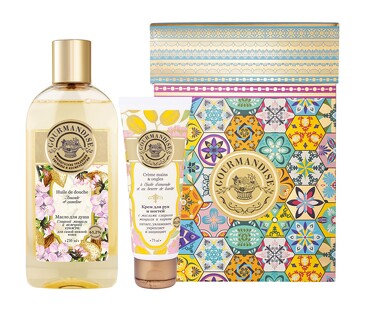 Набор косметики для тела Миндаль (масло для душа 250 мл и крем для рук 75 мл) Gourmandise