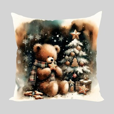 Подушка декоративная Мишка и новогодняя елка 40х40 см  Zaberite