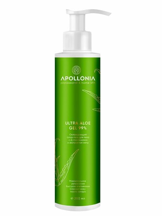 Охлаждающий гель для тела с алоэ вера Ultra Aloe Gel 99%, 200 мл Apollonia