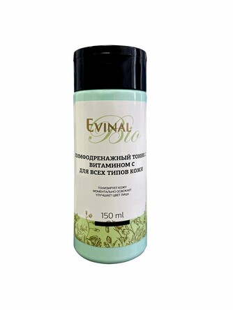 Тоник лимфодренажный с витамином С для лица для всех типов кожи Evinal, 150 мл