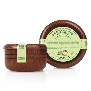 Крем для бритья bergamotto neroli с ароматом бергамота и нероли, деревянная чаша, 140 мл Mondial