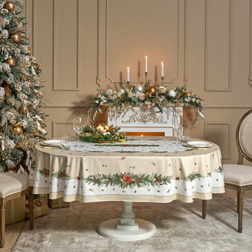 Скатерть овальная Celebration160х220 см (бежевый) Santalino