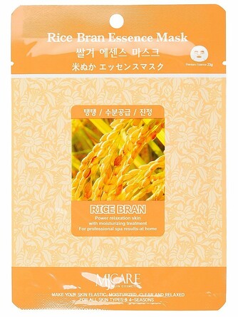 Маска для лица тканевая рисовые отруби essence 23 мл Mijin