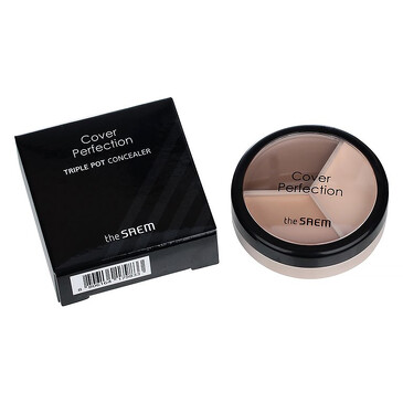 Консилер cover perfection triple pot concealer 02 contour beige,  The Saem