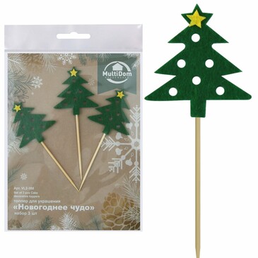 Топпер для украшения Новогоднее чудо (3 шт, 10 см) Мультидом