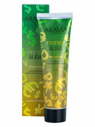 Крем для рук Money Aura с маслом арганы и золотыми частицами 100 мл Aravia Professional 