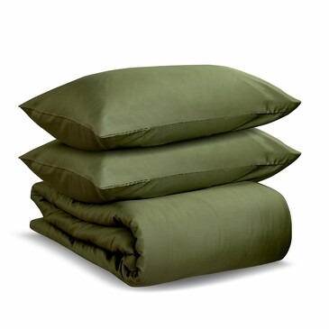 Комплект постельного белья из сатина оливкового цвета из коллекции Wild, 150х200 см Tkano