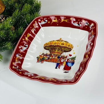 Квадратный салатник 23х6 см Новый год Lenardi