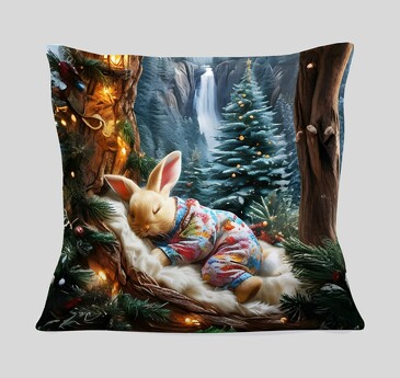 Подушка декоративная Спящий зайка в розовом 30х30 см  Zaberite