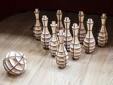 Конструктор деревянный 3D Боулинг Мини, 31x20x15 Eco Wood Art