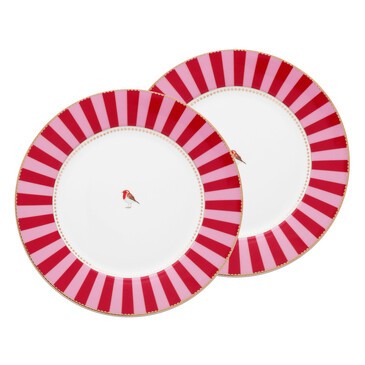 Набор из 2-х тарелок Love Birds Stripes Red-Pink, Ø26,5 см Pip Studio