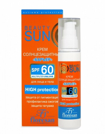 Солнцезащитный крем Барьер Beauty Sun SPF 60, 75мл Floresan