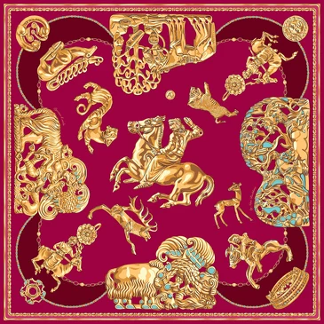 Платок Сибирская коллекция Петра I 100% шелк, 90x90, Nina Ruchkina