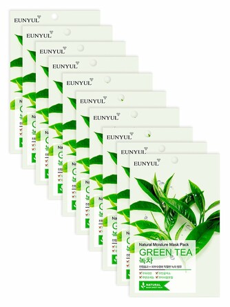 Набор масок для лица тканевых с экстрактом зелёного чая (10 шт.) Eunyul