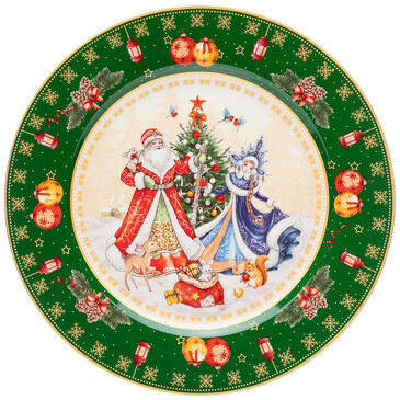 Тарелка обеденная Дед Мороз и Снегурочка 21 см Lefard