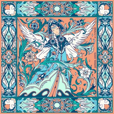 Платок Царевна Лебедь, 90x90, Nina Ruchkina