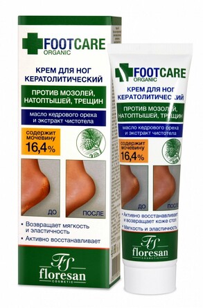 Крем для ног кератолитический против трещин и натоптышей серии Organic foot care, 100мл Floresan