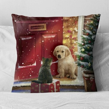 Наволочка Декоративная Котенок на рождество к щенку 40х40 см Zaberite