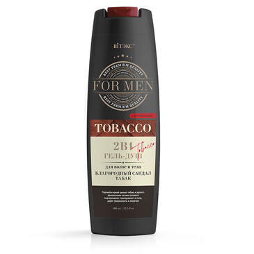 Гель-душ для волос и тела  2в1 с феромонами благородный сандал и табак For Men Tobacco, 400 мл Biтэкс
