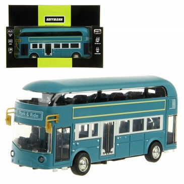 Автобус двухэтажный металлический инерц., со светом и звуком., дв. откр., синий Hoffmann