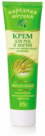 Крем для рук и ногтей с маслом проростков пшеницы Народная аптека, 100 мл Iris Cosmetic