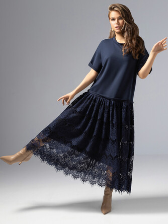 Платье комбинированное с кружевом Откровенный шик Charuttimoda