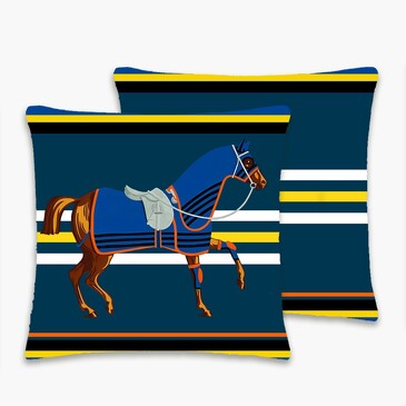 Подушка декоративная Лошадь синий фон 45х45 см  (рисунок с двух сторон) Zaberite