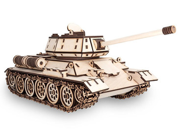 Конструктор деревянный 3D Танк T-34, 49x20x19 Eco Wood Art