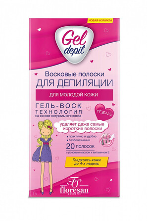 Воск полоски для депиляции Gel Depil для молодой кожи, 20 полосок Floresan