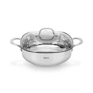 Сотейник Exclusive Pro 26x9 см / 4,6 л со стеклянной крышкой (нерж. сталь) Fissman