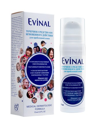 Точечное средство SOS мгновенного действия для проблемной кожи Evinal, 15 мл