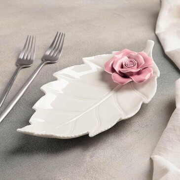 Блюдо сервировочное Лист с розой