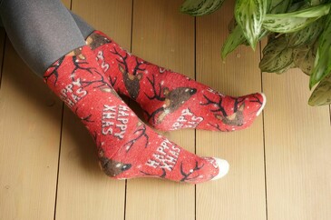 Носки шерстяные с принтом Mahra Хэппи Кристмас Шерстянки