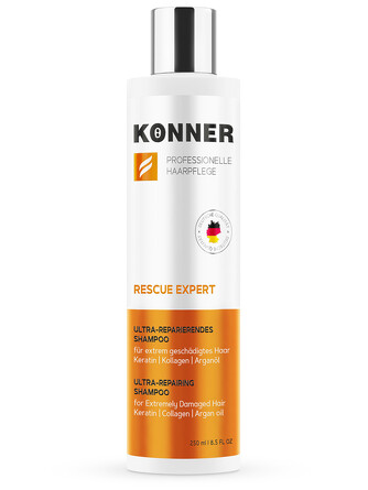 Шампунь для окрашенных волос Rescue Expert восстанавливающий: кератин, коллаген и аргана 250 мл, Konner