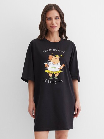 Футболка удлиненная Капибара королева Barmariska