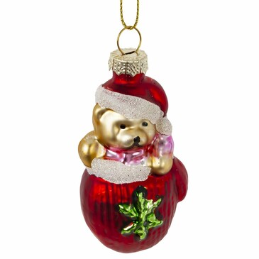 Украшение ёлочное Варежка с мишкой 9 см
