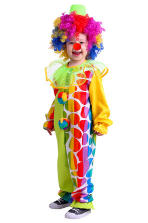 Костюм карнавальный Клоун (парик, комбинезон, нос, целиндр) Пуговка