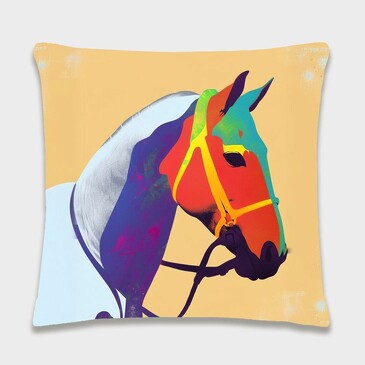 Подушка декоративная Разноцветный конь на желтом 40х40 см  Zaberite