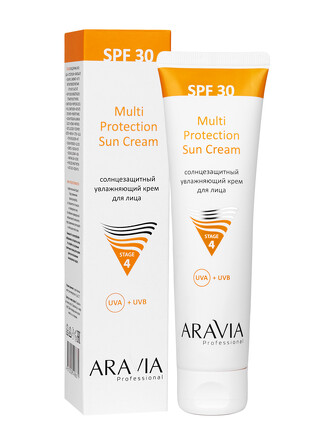 Солнцезащитный увлажняющий крем для лица Multi Protection Sun Cream SPF 30 100 мл Aravia Professional 