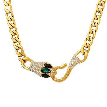 Колье-цепь Змея из позолоченной титановой стали Iris Premium Jewelry