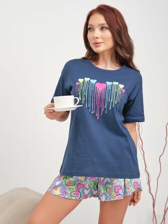 Пижама (футболка и шорты) Сердечки Ml Style