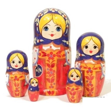 Матрешка Красный Сарафан (5 кукол) Русские Деревянные Игрушки