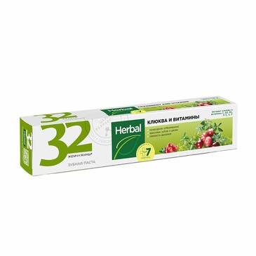 Зубная паста Клюква и витамины 32 Жемчужины Herbal, 100 гр, Modum