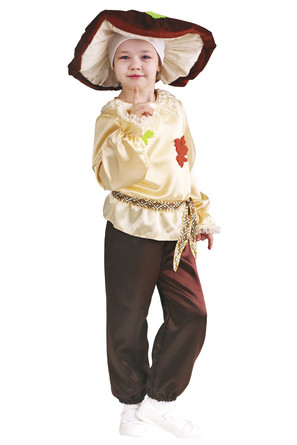 Костюм карнавальный Белый Гриб (рубашка, брюки, шапка) Пуговка