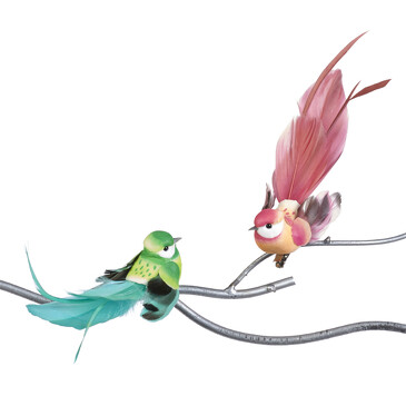 Набор новогодних украшений Птички на клипсе розовый и бирюзовый (2 шт. по 15 см) Goodwill M&G